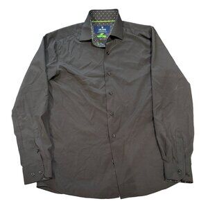 Tom Baine Performance Mens Slim Fit Dress Shirt Black‎ Stretch Wrinkle Free 15.5